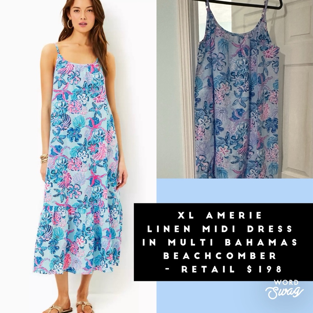 NWT - Lilly Pulitzer Amerie Floral Linen Midi Dress
